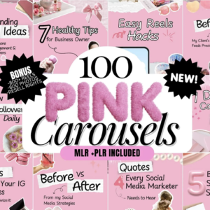 Ultimate Pink Instagram Carousel Bundle – 100 Premium Editable Canva Templates