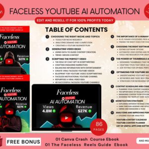 Faceless YouTube Empire System – Premium AI Automation eBook & Canva Template