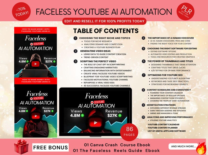 Faceless YouTube Empire System – Premium AI Automation eBook & Canva Template - Image 3