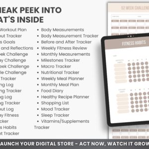 Complete Fitness Transformation Bundle | Workout Planner, Meal Tracker & Weight Loss Templates