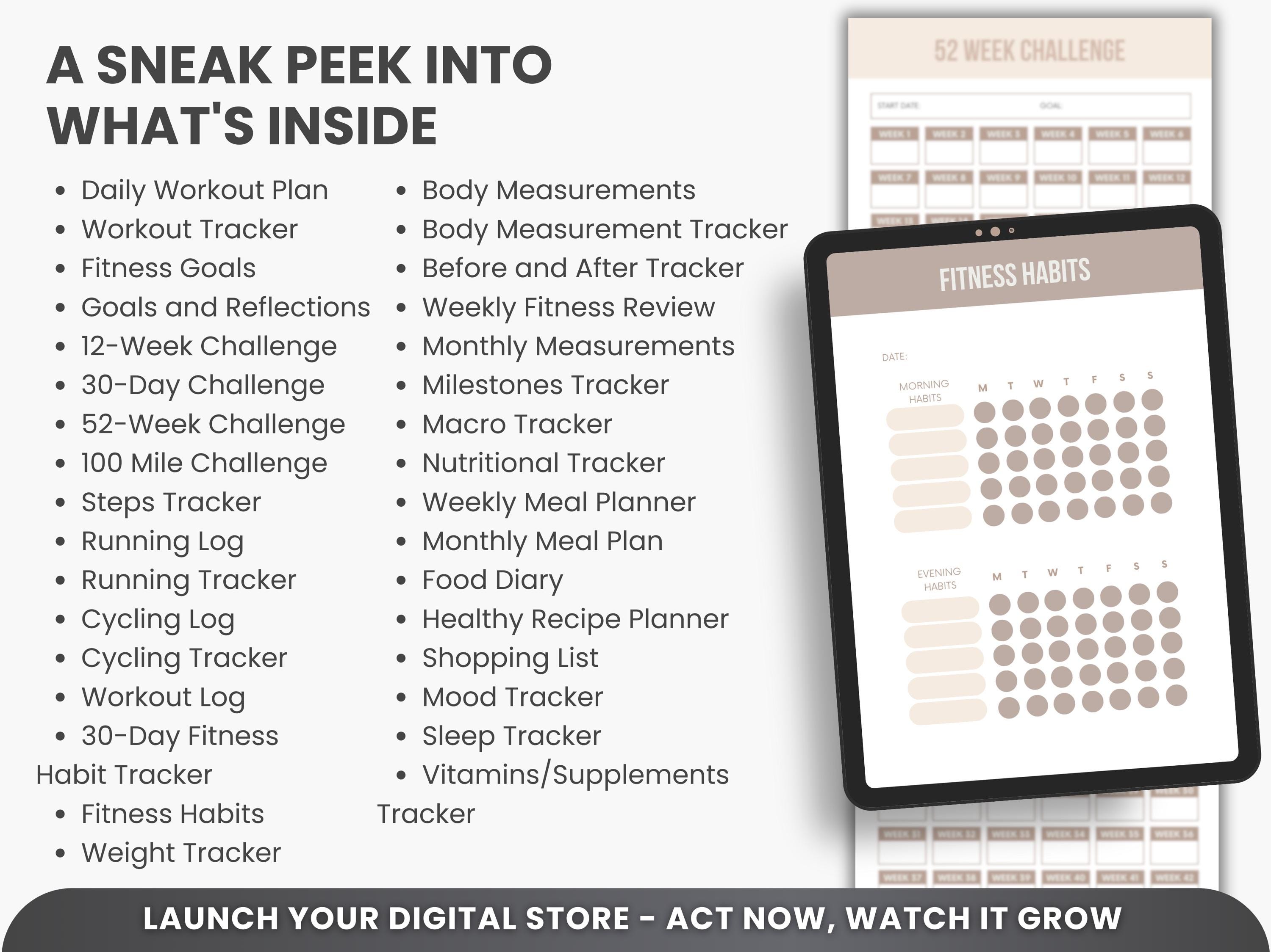 Complete Fitness Transformation Bundle | Workout Planner, Meal Tracker & Weight Loss Templates - Image 3